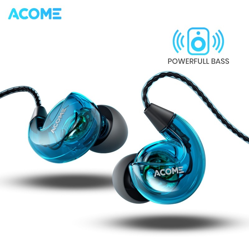 ACOME ACE01 Headset 3D Subwoofer Headphones Transparent BlackWire Body ORIGINAL