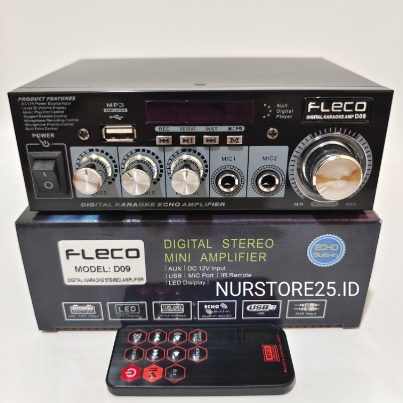 Cod Power Amplifier Bluetooth Karaoke Digital FLECO D-09/Amplifier Bluetooth FLECO Karaoke D-09/Ampl