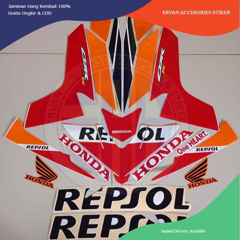 Striping Honda CBR 150 r 2017 repsol body oren stiker motor standar berkualitas