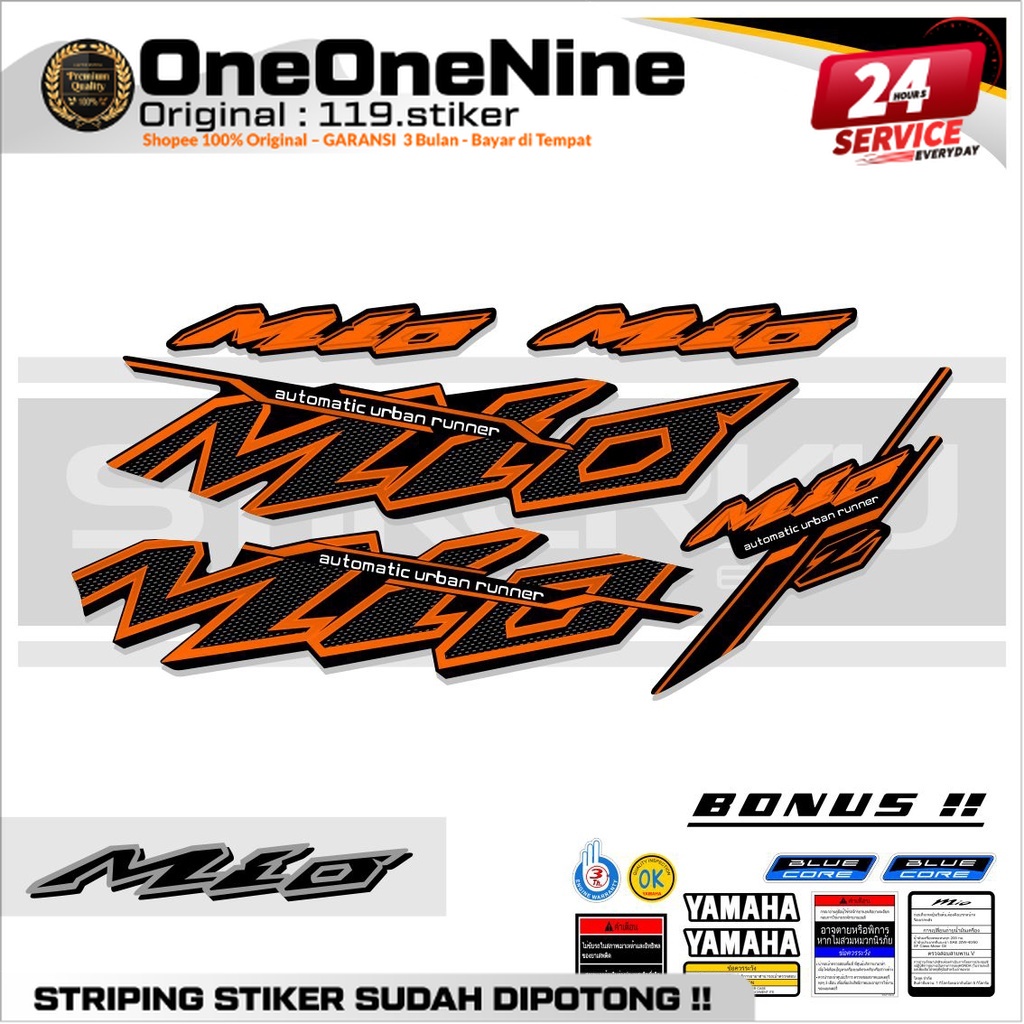 STRIPING MIO SPORTY URBAN DASAR HITAM  / STIKER MIO LAMA URBAN / STICKER MIO LAMA URBAN / SETIKER MI