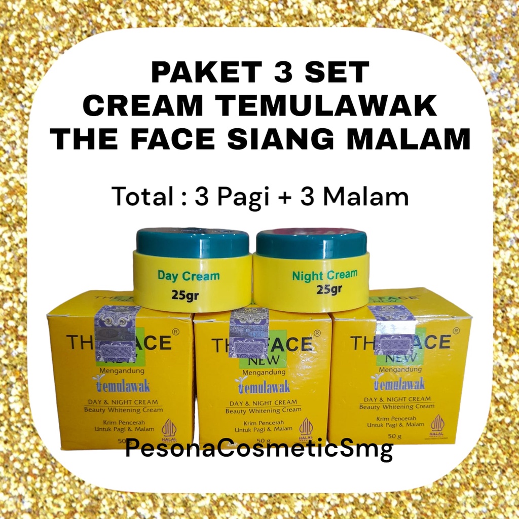 PAKET 3 CREAM TEMULAWAK THE FACE PAGI MALAM / KRIM SIANG MALAM THE FACE