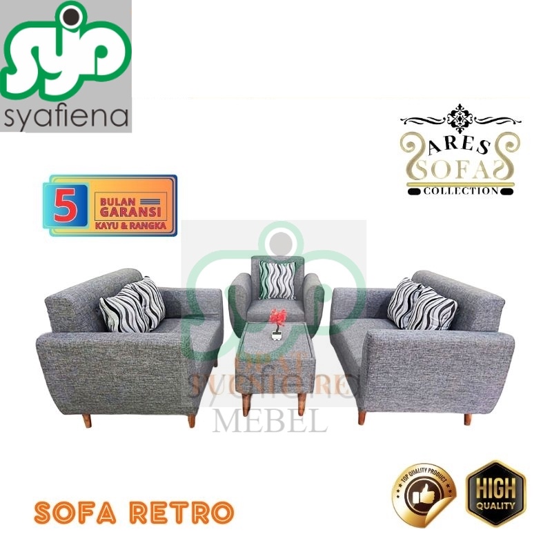 MURAH Sofa Retro Minimalis Set / Sifa Retro 3 Seater / Sofa Retro Ruang Tamu Termurah Cirebon