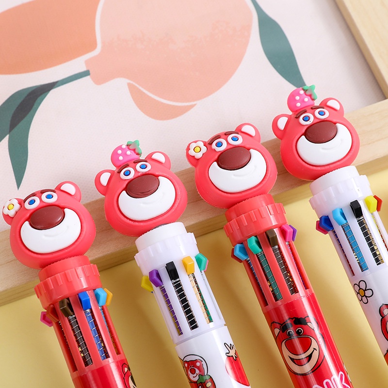 

COD 10 WarnaPena BallpointCute Bear Kantor Stasioner Pena