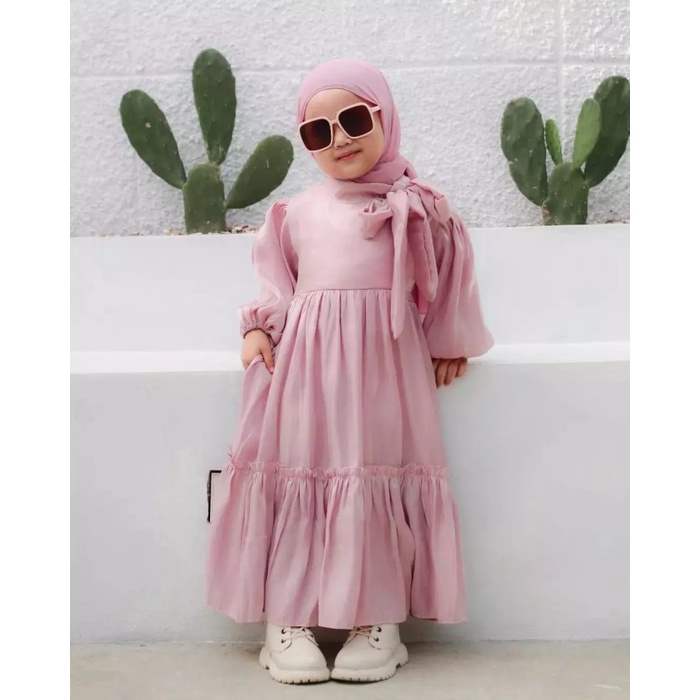 ✨LARIS ✨ -Gamis Anak Perempuan Murah Set Hijab 4-9 tahun Dress Anak Arsyila - dusty, M (4-6 tahun)