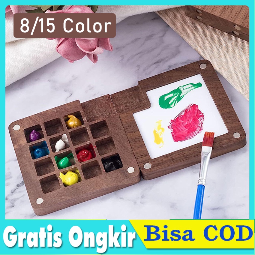 

Mini Palette Wooden Magnetic / Magnetic Wooden Palette For Watercolor / Palette Kayu Mini Watercolor