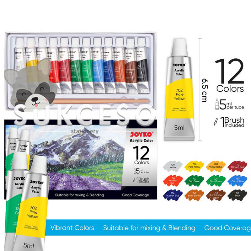 

Joyko Cat Acrylic ACC-5-12 / Cat Akrilik Set 12 Warna