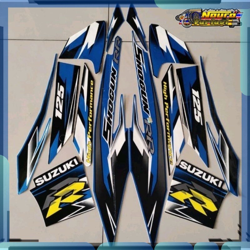 Stiker striping suzuki shogun rr 125 2008 hitam biru body standar bagus
