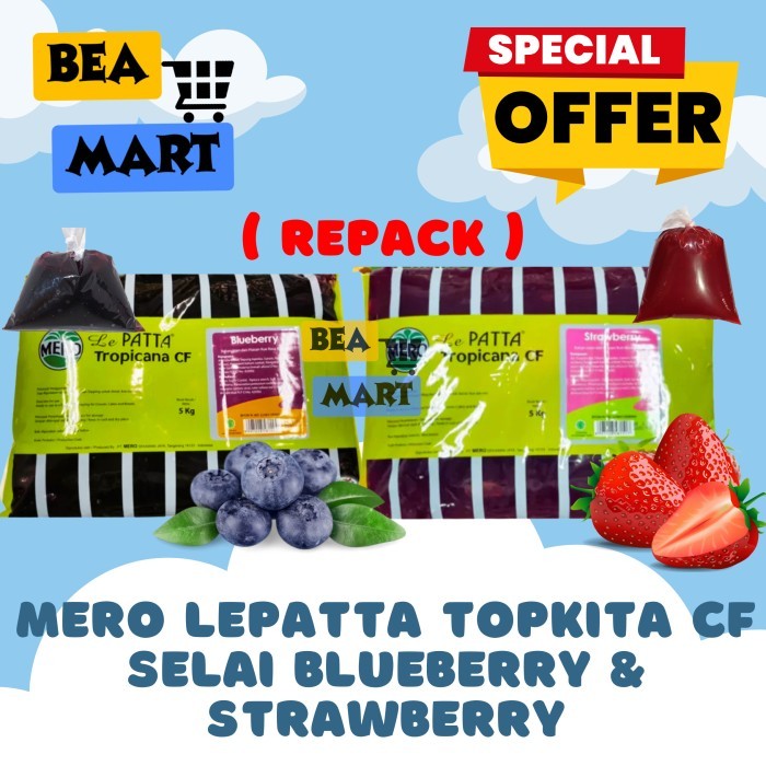 

Selai Strawberry / Blueberry Mero LePatta TopKita CF 5kg Repack 100gr 250gr 500gr 1kg | Selai Stoberi / Bluberi Lepata Le Patta Top Kita Tropicana CF Olesan Roti 100 250 500 gr 1 kg 5 kg