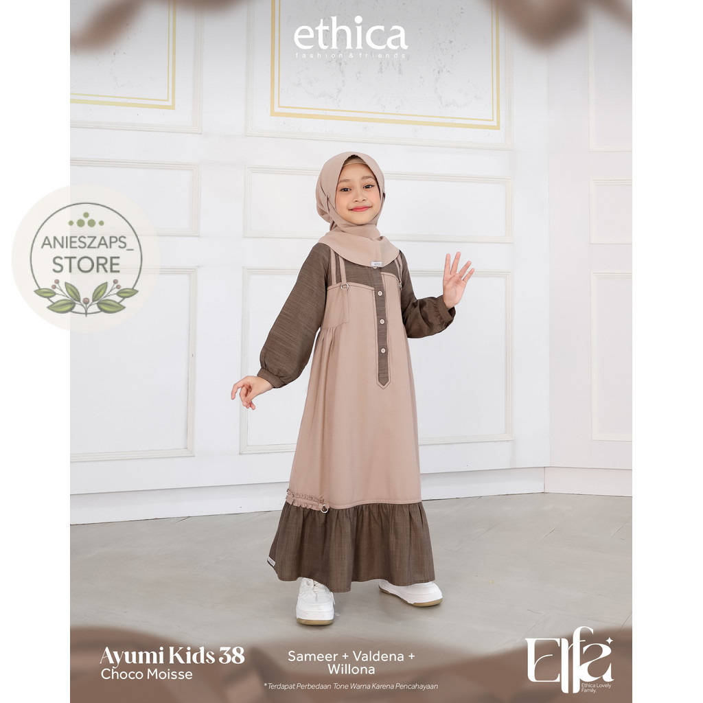 Ethica Abaya Anak Anak anieszaps / Sarimbit Elfa Ayumi Kids 38 / Baju Anak dan Ibu Couple Kekinian
