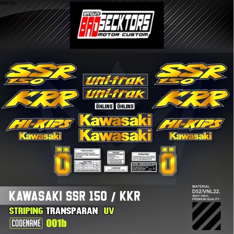 Decal Sticker Striping Variasi Transparan Uv Ninja SSR 150 Thailand Ninja KRR 150 Thailand Ninja R K