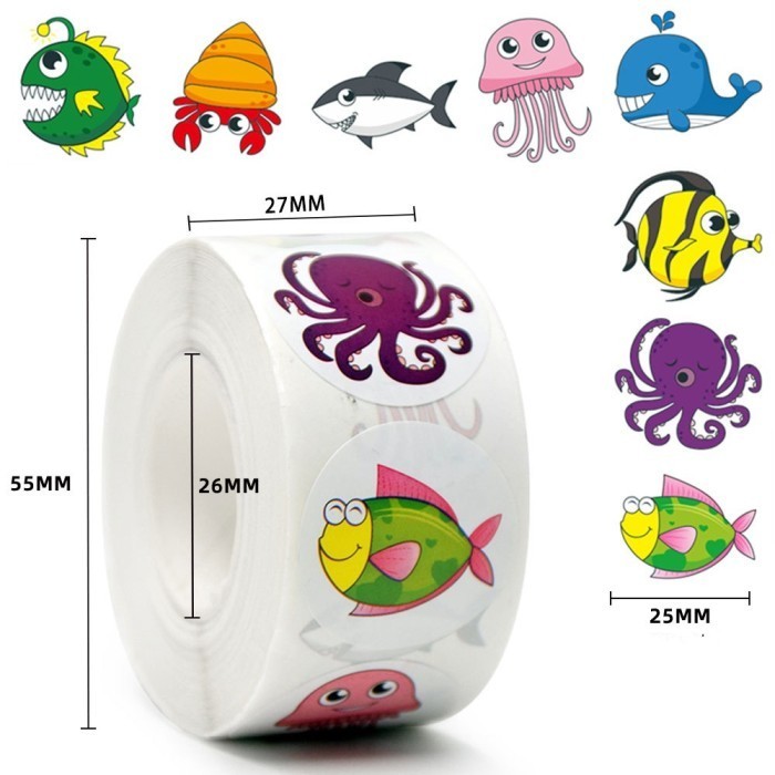 

(500 Stiker) Tape Isolasi Stiker Motif Aneka Hewan Laut