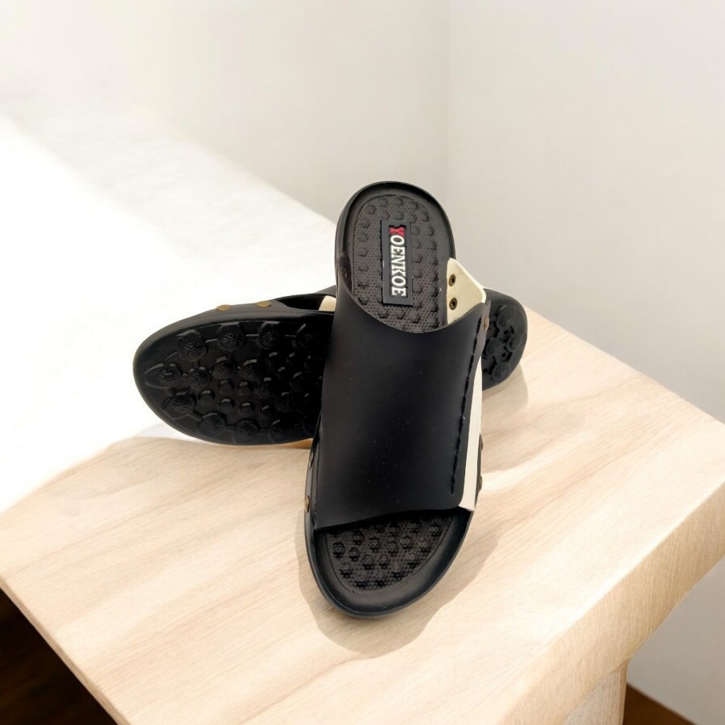 Sandal Kulit Pria Kokop Casual Kulit Sintetis Nyaman dan elegan Merk YOENKOE Tasik