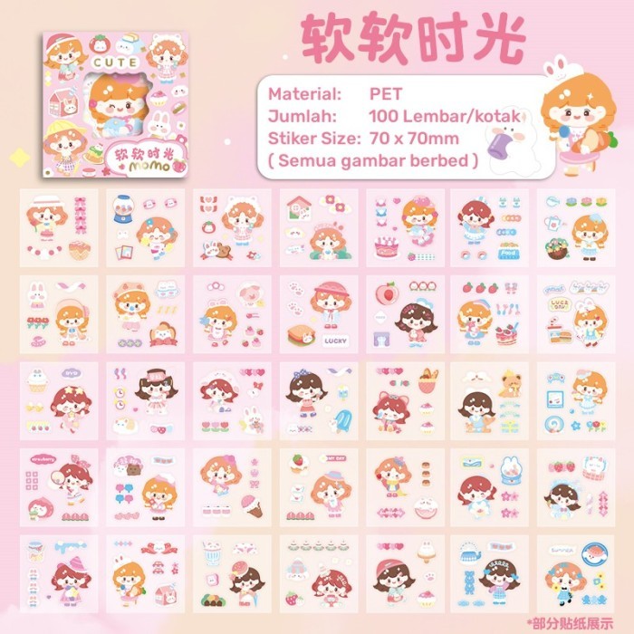 

Sticker Korea kawaii lucu imut sticker sticker kotak 100 lbr - Blue