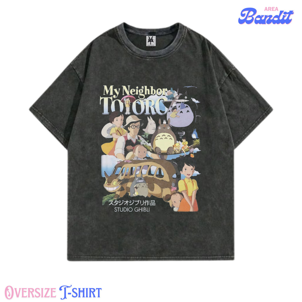 Bandit Area "kaos anime my neighbor Totoro classic" Oversized T-shirt washing washed