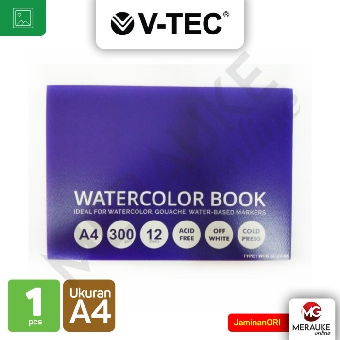 

V-TEC Watercolor Book Pad 300gsm Cold Press WCB-30122 A4