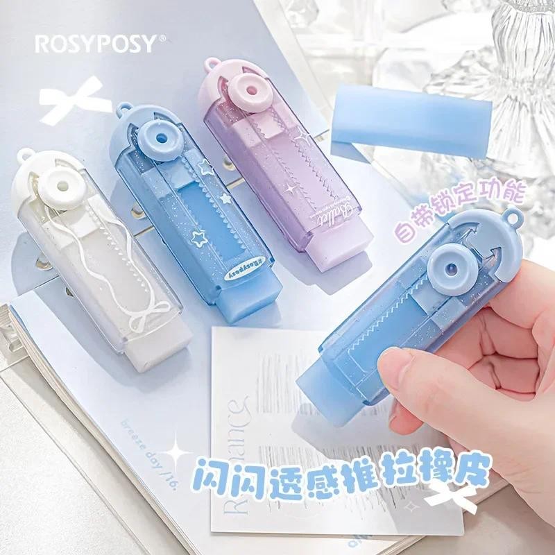 

1 Piece Ins Cute Eraser for Kids Girl Sweet Chic Korean Bow Ribbon Star Pencil Eraser Pull-out Style Drawing Stationery Eraser