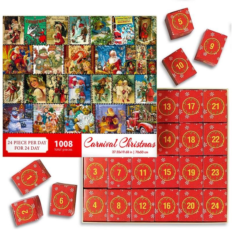 

Vintage Postcard Advent Calendar Jigsaw Puzzle 2024 Christmas Countdown Puzzles Playset 24 Days Jigsaw Puzzles Christmas Gifts