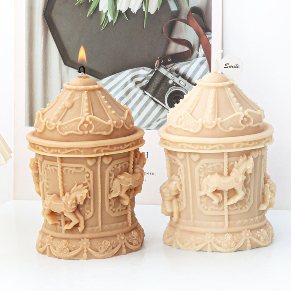 

3D Carousel Silicone Candle Mold Nordic Style Abstract Carousel Gypsum Candle Making Mould Cake Chocolate Silicone Resin Molds