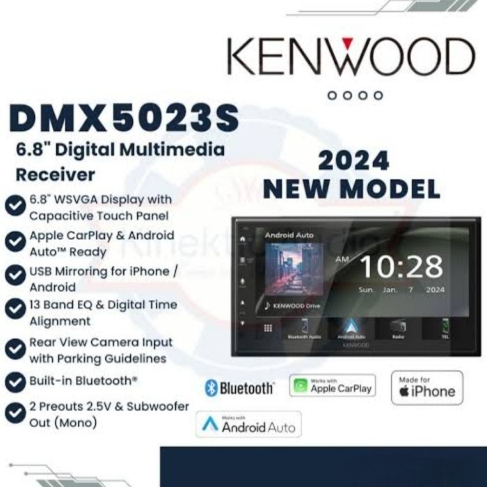 TERBARU KENWOOD DMX5023S APPLE CAR PLAY ANDROID AUTO USB MIRRORING BLUETOOTH HEAD UNIT DOUBLE DIN DM