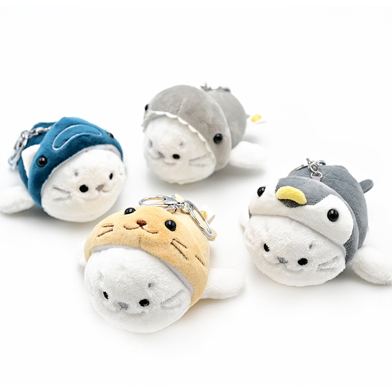 

creative cartoon new seal cross-dressing penguin tiger plush doll fashione pendant cute decoration soft keychain birthday gift