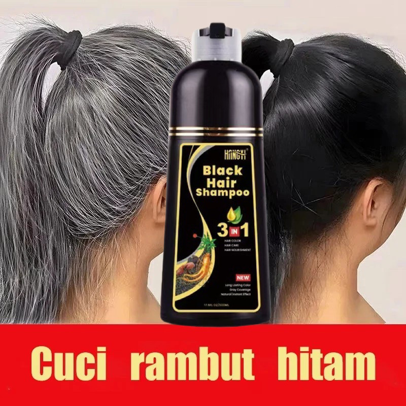 3IN1  Shampoo Penghitam Rambut Anti Uban Semir Rambut Shampoo Uban Rambut Hitam Pewarna Rambut