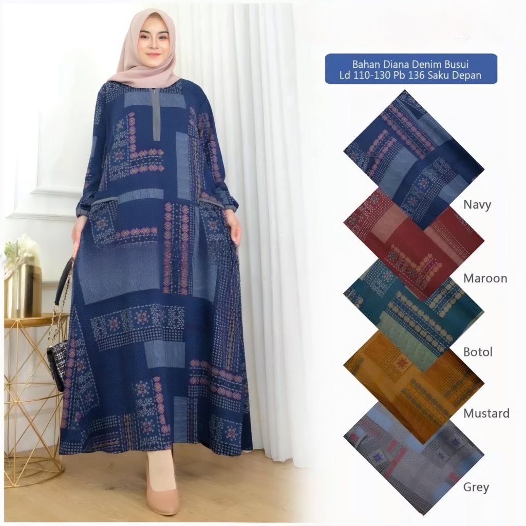 Gamis Diana Denim Premium Falisha Maxy by Mumu Fashion Solo