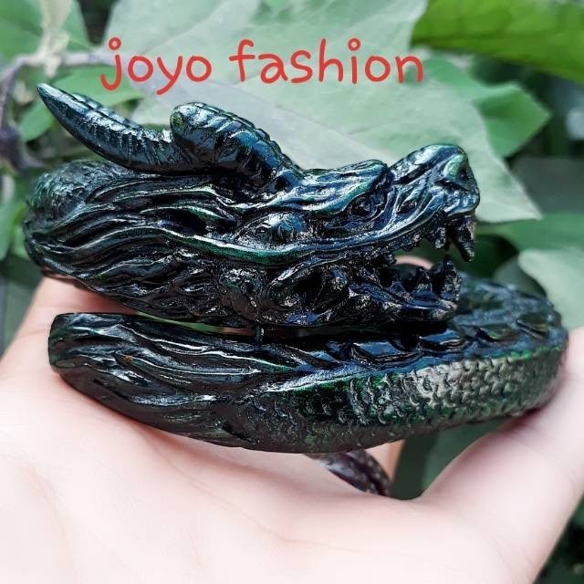 Gelang Akar Bahar Hijau Ukir Naga