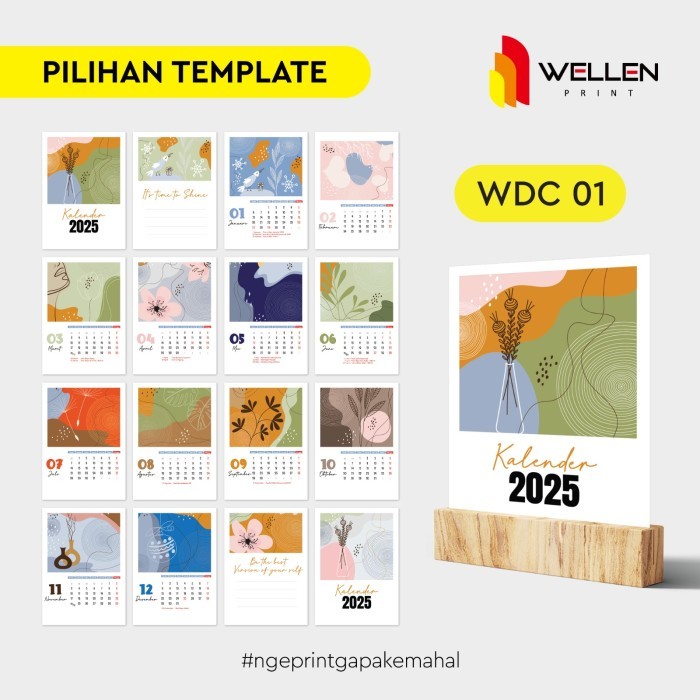 

[BIG SALE] WELLEN PRINT - Kalender Meja Tatakan Kayu / Wooden Desk Calendar Aesthetic Uk. A6 - WDC 01