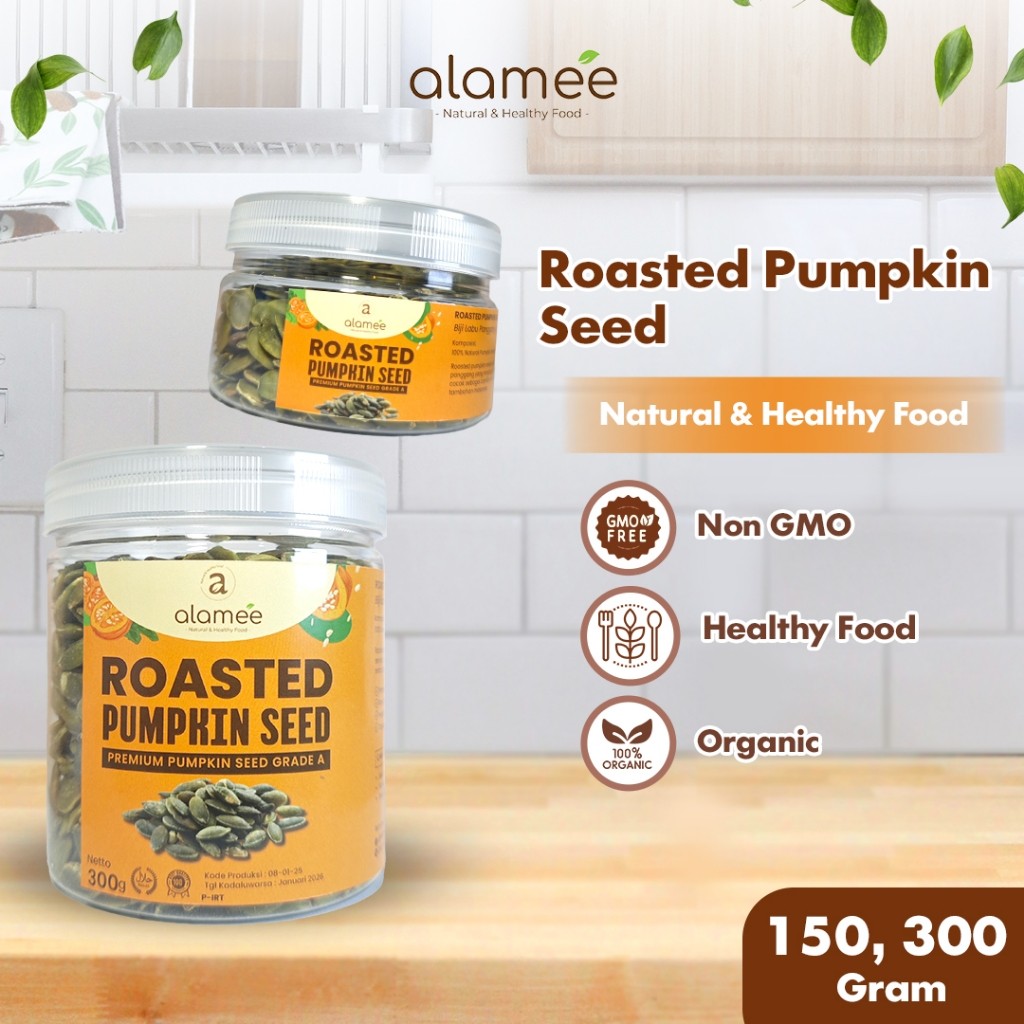 

ALAMEE Roasted Pumpkin Seed Biji Labu Pepita Kupas Panggang Matang Siap Makan Natural 300gr