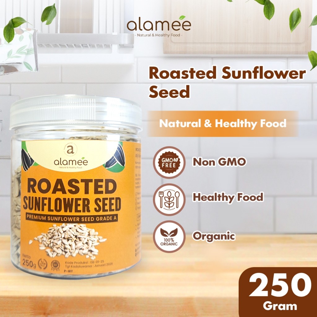 

ALAMEE Roasted Sunflower Seed Biji Bunga Matahari Kupas Oven Biji Kuaci Panggang PREMIUM 250gr