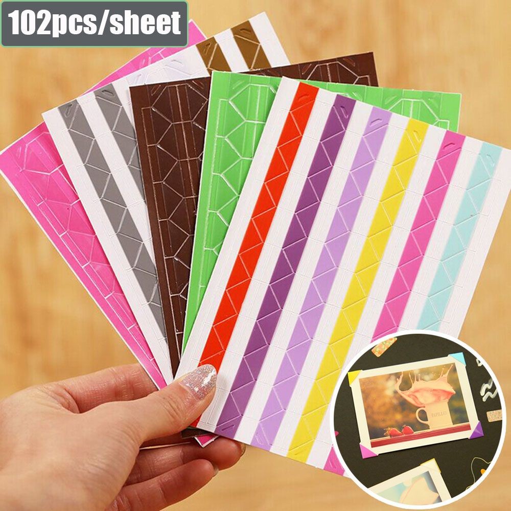 

10sheets/24Pcs DIY Colorful Photo Corner Scrapbook Paper Handmade Picture Frame Stickers DIY Home Decor