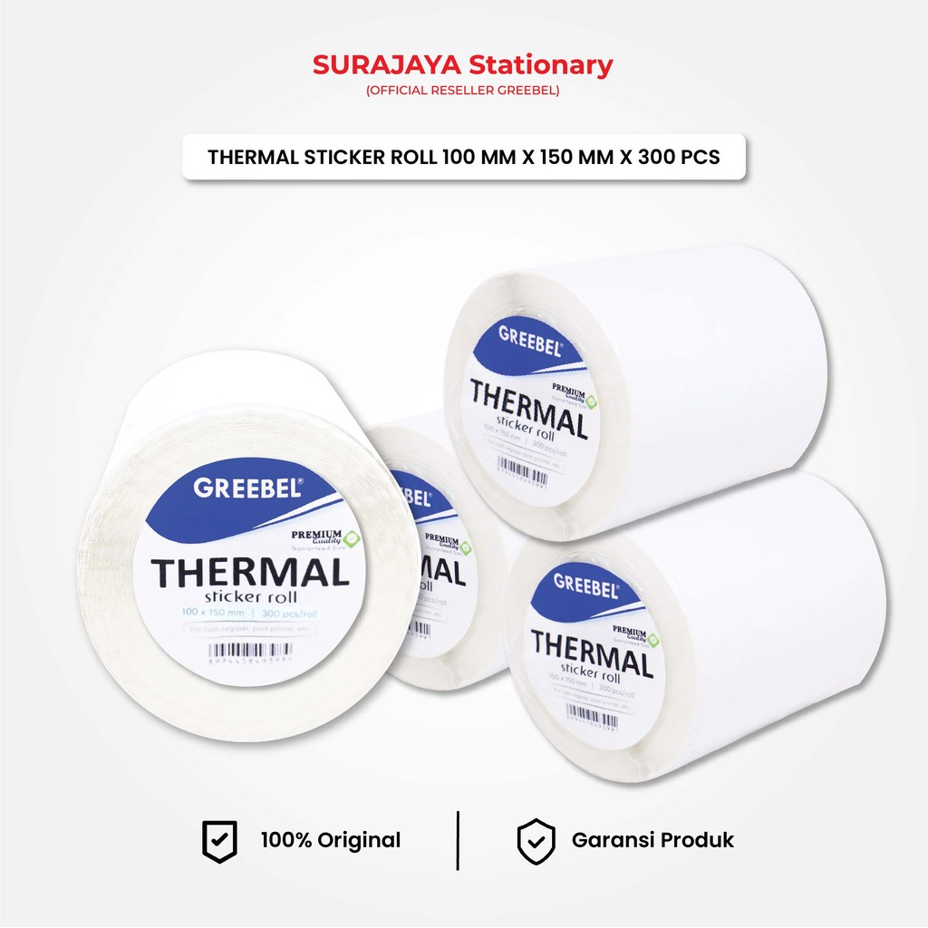 

Label Greebel Stiker Thermal Roll Isi 300pcs 100x150mm Waterproof / Label Kertas Barcode / Sticker Label
