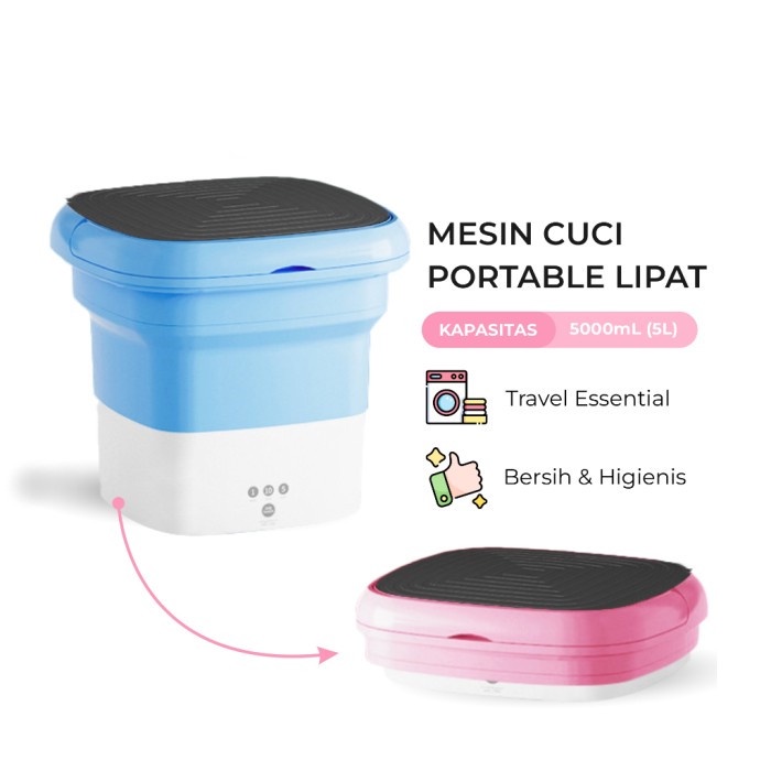 Mesin Cuci Pengering Pakaian Lipat Portable Travel Mini 2.8 Liter 36W