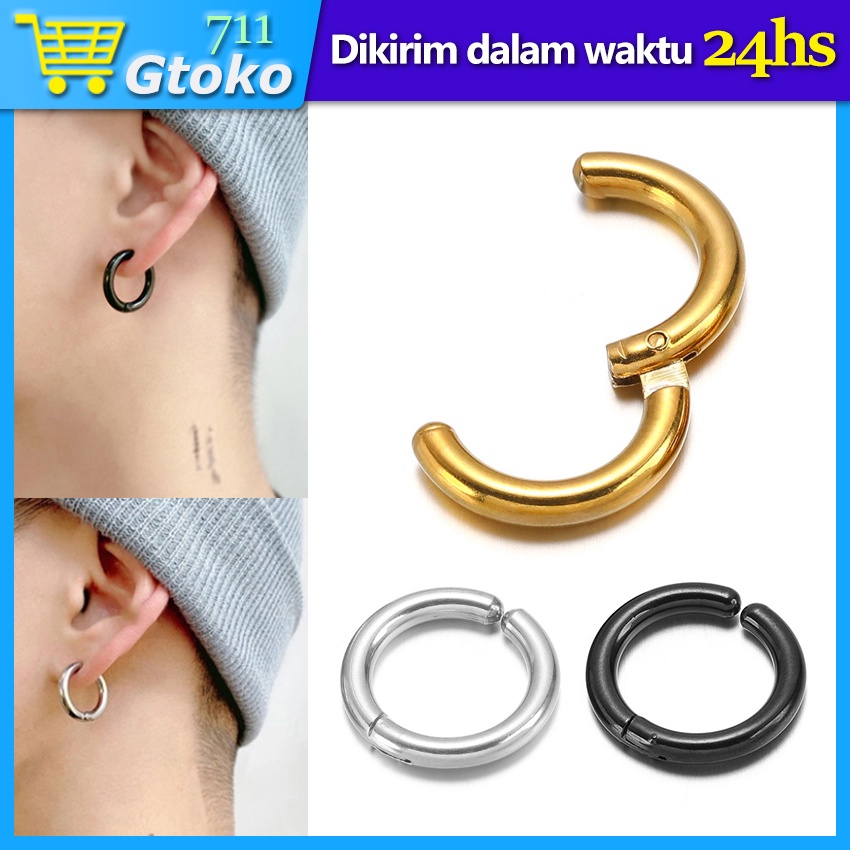 Anting Jepit Tanpa Tindik Anting Klip Anting Fake Anting Palsu Pria Wanita Titanium Anti Karat 1Pc