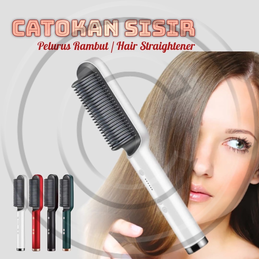 HQT-909B / Catokan Rambut Sisir 2in1 Lurus & Curly Proffesional