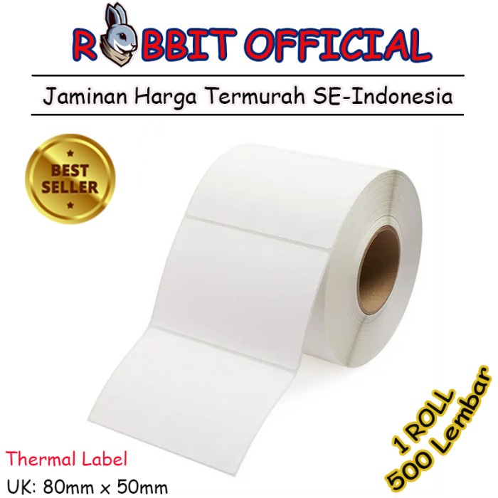 

LABEL THERMAL 80 X 50 KERTAS STICKER BARCODE 80x50 mm Isi 500 Pcs SS27