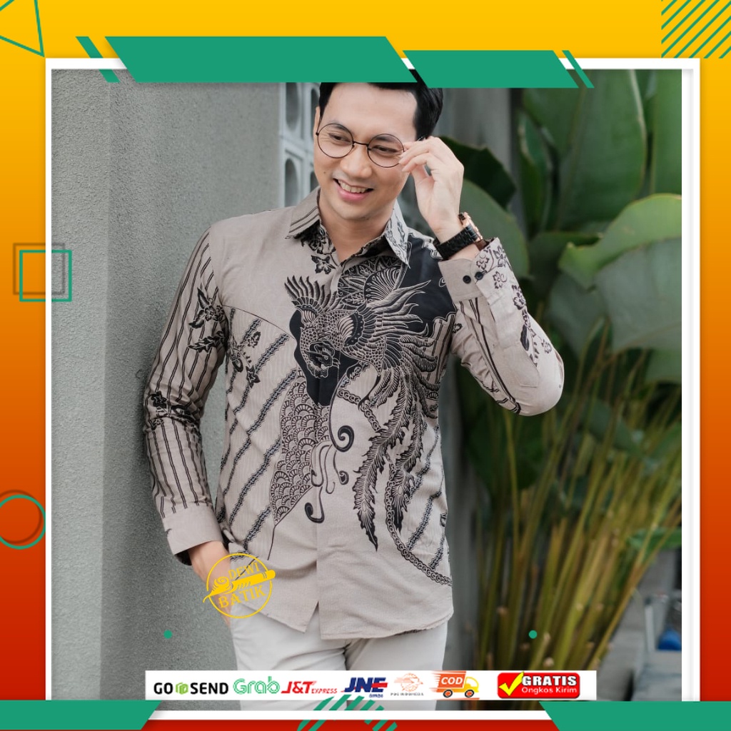 BAJU BATIK PRIA KEREN MODEL BARU /SEDANG PROMO!!! BAJU ATASAN KEMEJA BATIK PRIA SLIMFIT LENGAN PANJA