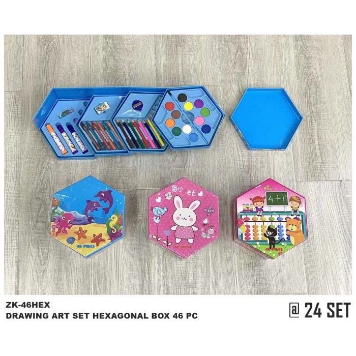 

Drawing Art set Hexagonal Box isi 46 Pcs / Crayon set Macam Warna