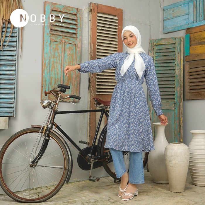 Nobby Hijab Atasan Wanita Khilana Tunik Baju Muslim Wanita - Putih, S