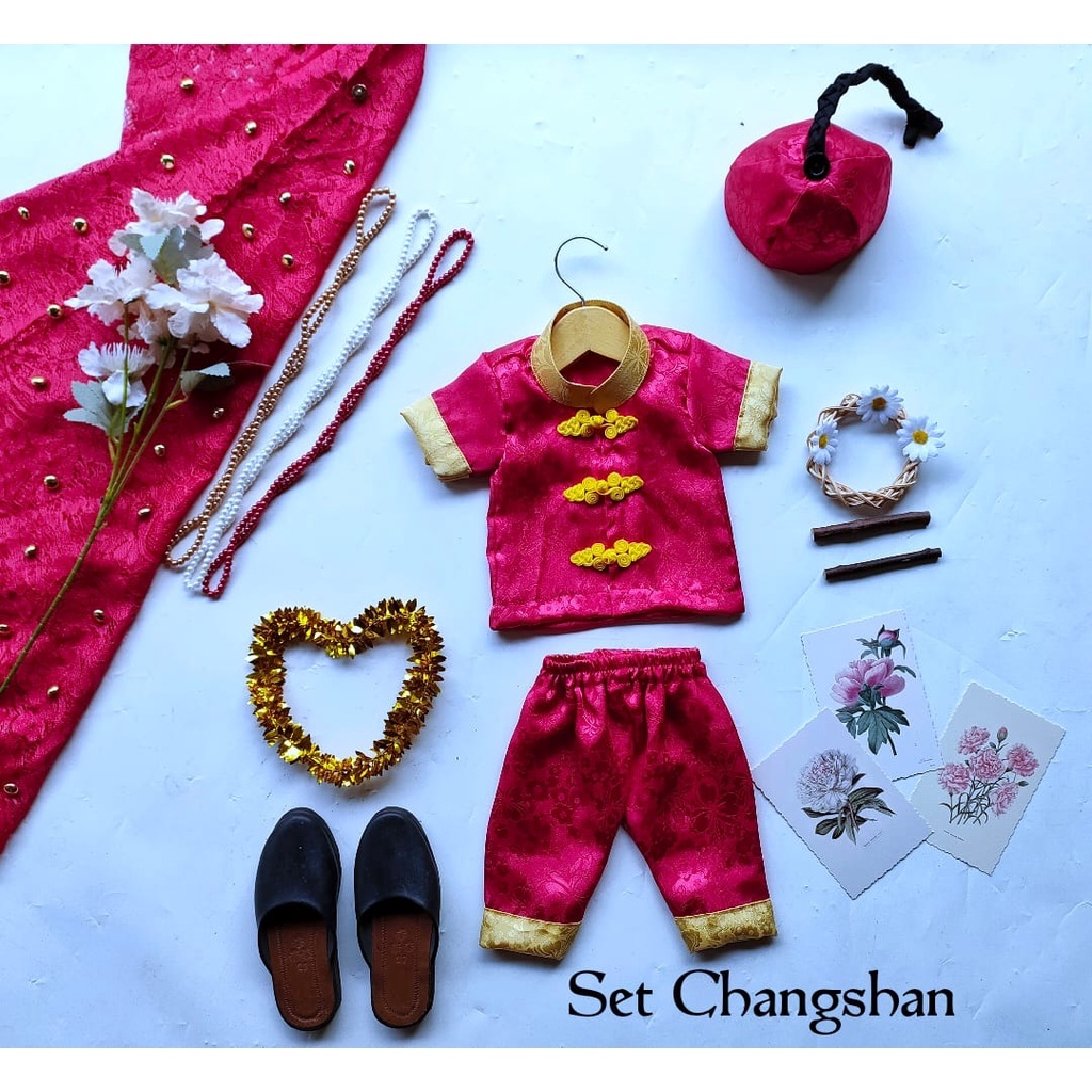 5.5 SALE Set Changsan Baju Imlek Pria China Cheongsam Tradisi Adat Cina