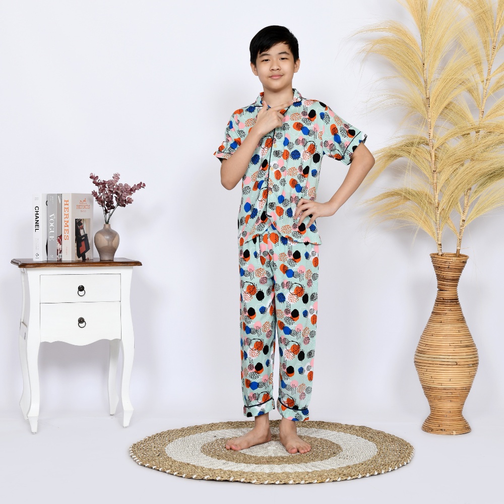 Nyenyak Piyama Anak Rayon 8 - 10 Tahun / Setelan Baju Tidur Rayon anak Laki Rumah Gaya