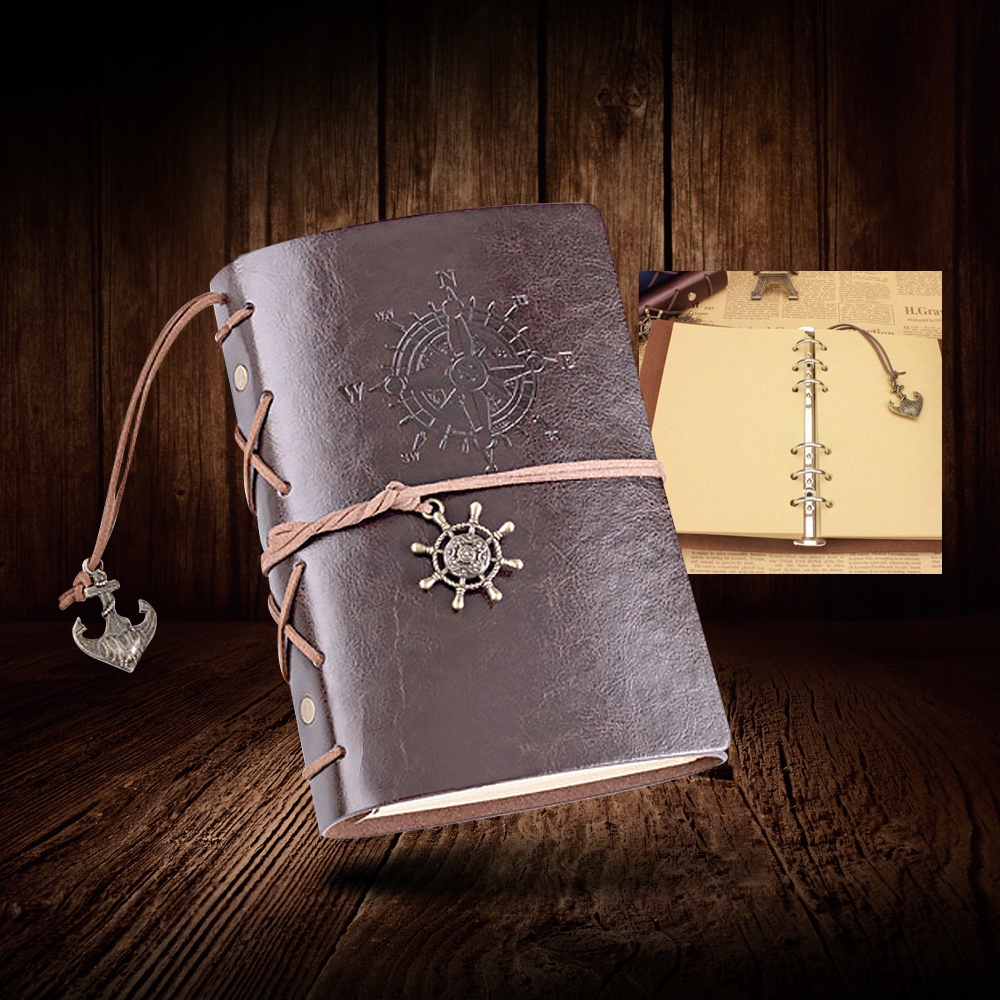 

Buku Catatan Notebook Buku Diary Aesthetic Gaya Retro Binder Unik Cover Kulit