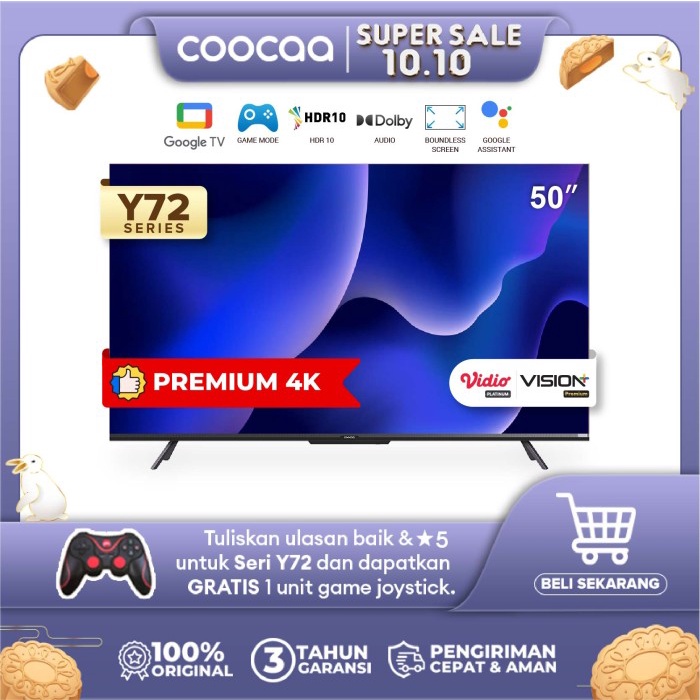 [Google TV] COOCAA 50 Inch Smart LED TV - Flicker Free -(COOCAA 50Y72)