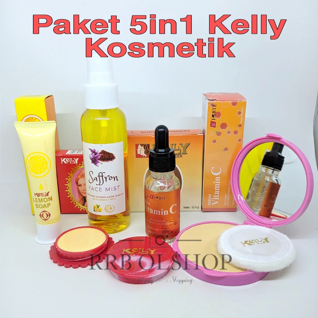 DBS _ Paket Kelly Kosmetik Lengkap 5in1 Serum Vitamin C ( Cream Sabun wajah Bedak Serum Spray )