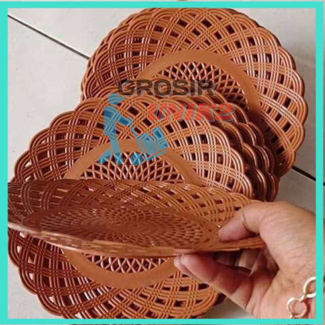 Piring Rotan Plastik Motif Anyaman Harga perlusin PIRING SERBAGUNA