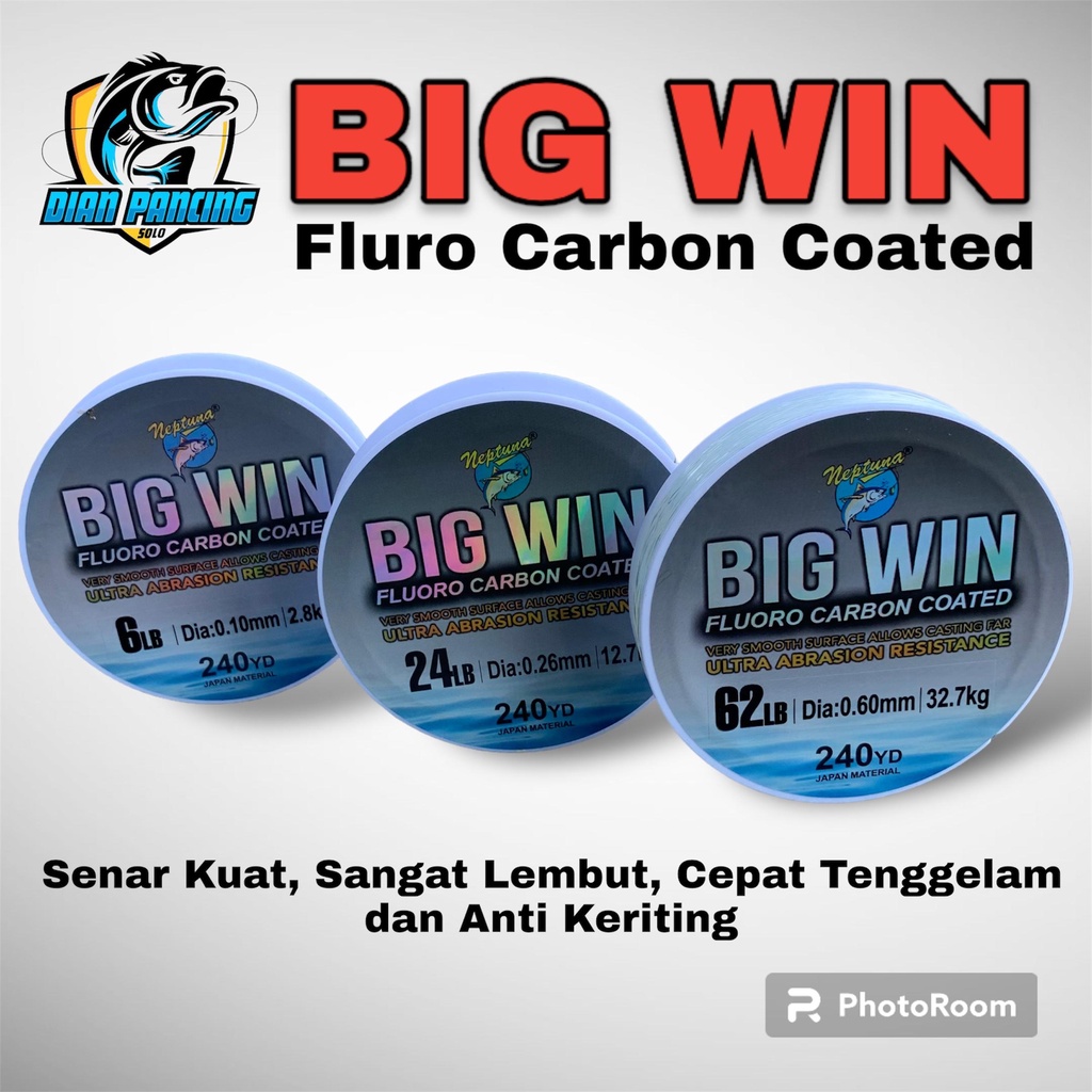 Senar Pancing Neptuna Big Win 240yd 220m Fluoro Carbon Coated