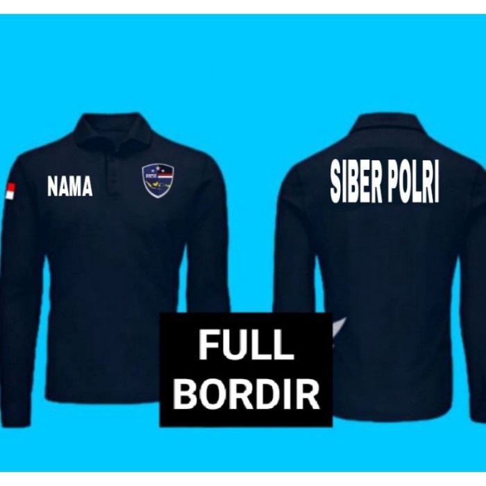 KAOS POLO SlBER POLRI LENGAN PANJANG FULL BORDIR - Abu-abu, M