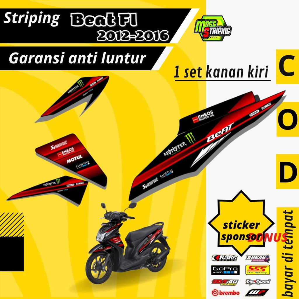 Striping Sticker List Variasi aksesories Motor Honda Beat Fi old lama CB ISS tahun 2013 2014 2015 20
