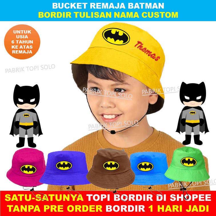 Bucket Batman Dan Topi Batman Bordir Nama Sesuka Mu Usia 6 Tahun Ke Atas Remaja Atau Dewasa