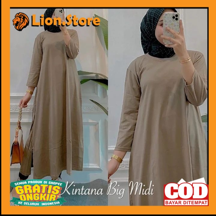 GAMIS TERBARU KAYLA MIDI DRESS  MIDI DRESS COMBED JUMBO BAHAN KATUN COMBED 24s UKURAN S M L XL XXL B